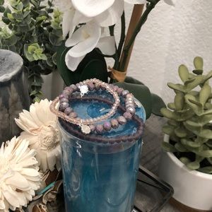 Purple stacking bracelets